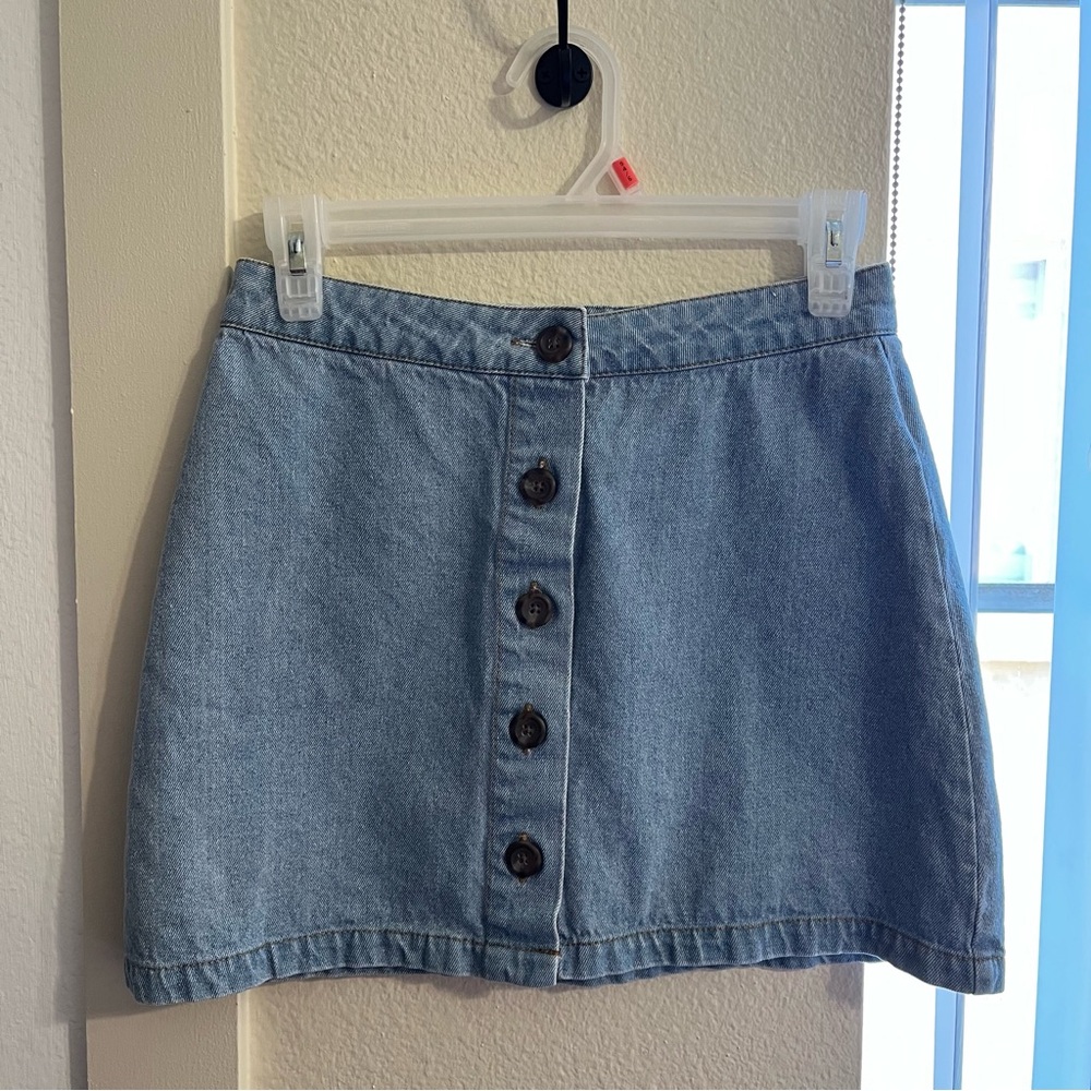 Denim Button-Front Skirt